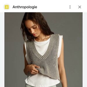 Anthropologie Gray Knit V-Neck Vest
